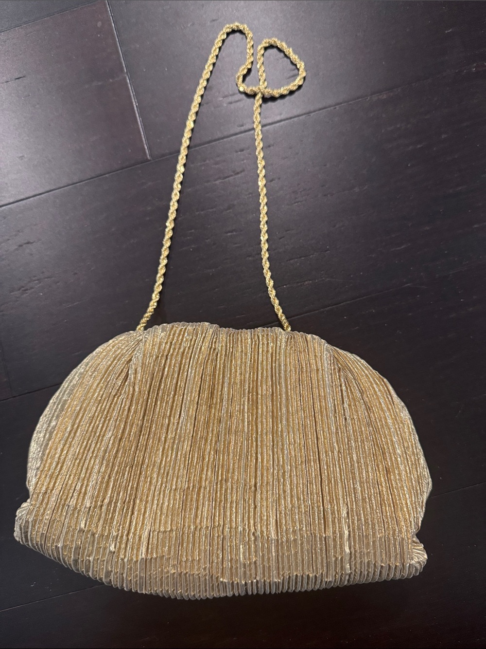 Loeffler Randall Pleated Gold Evening Bag clutch